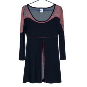 Dzhavael Couture Black & Red Long Sleeve Boho Dress - Large Made in France